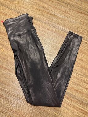 Spanx Shiny Black Faux Leather High-Waist Leggings